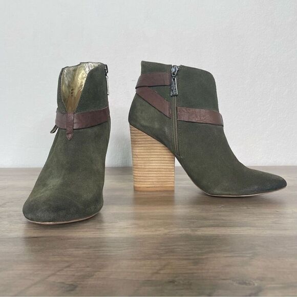 MATT Bernson Special Project Olive Green Suede Leather Ankle Boots Booties - Picture 2 of 15